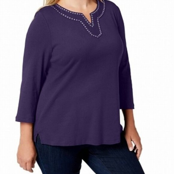 Karen Scott Tops - SALE. Karen Scott 3X Purple 100% Cotton Top.